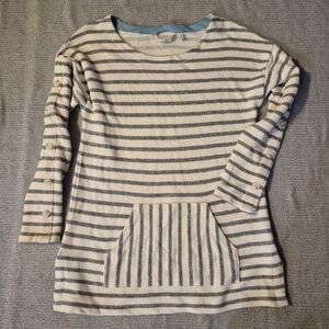 Soft Surroundings Pullover Sweater Womens Medium Striped Cotton Blend Pockets,